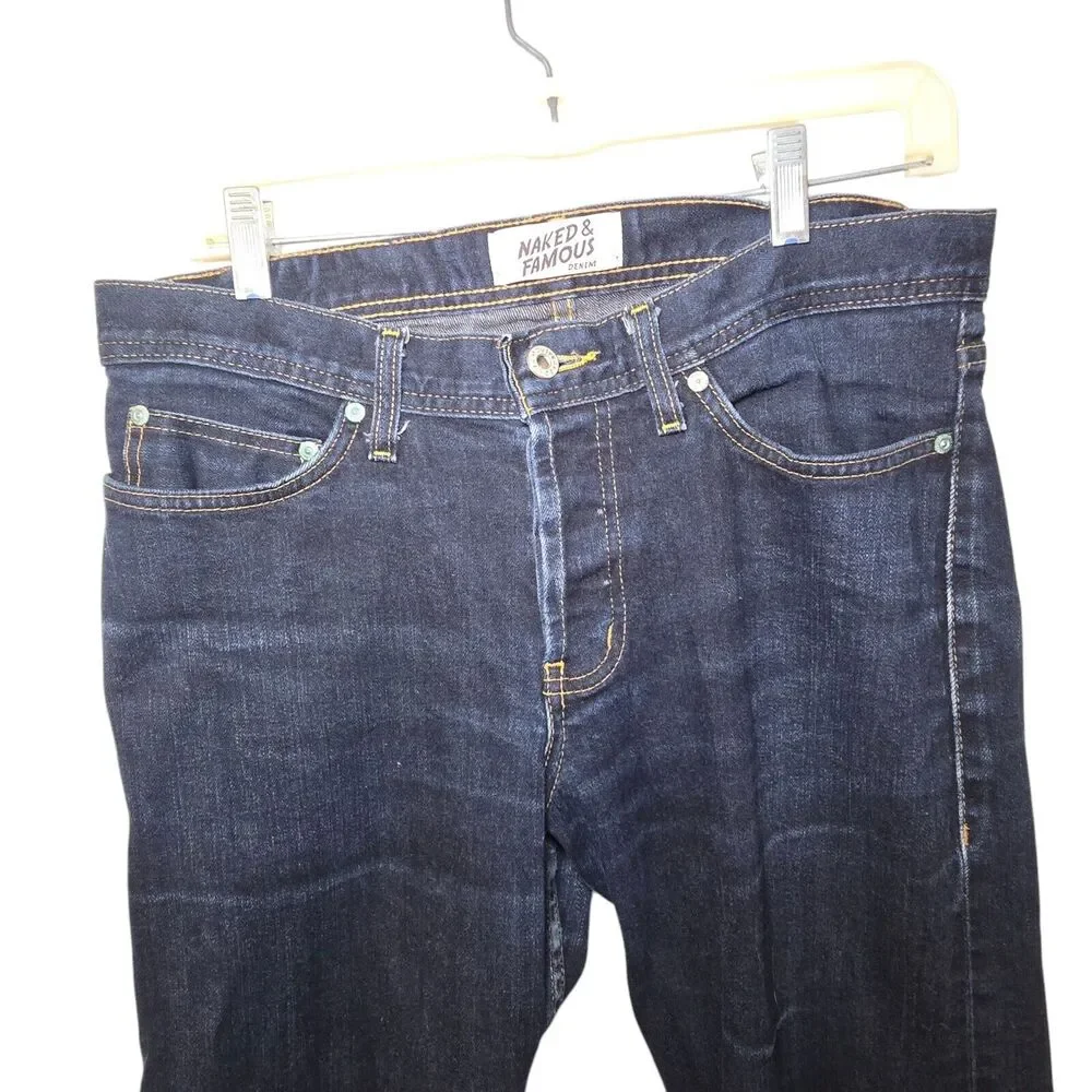 Naked & Famous Weird Guy Indigo Selvedge Japanese Denim Jeans Mens Size 33 - Picture 3 of 11